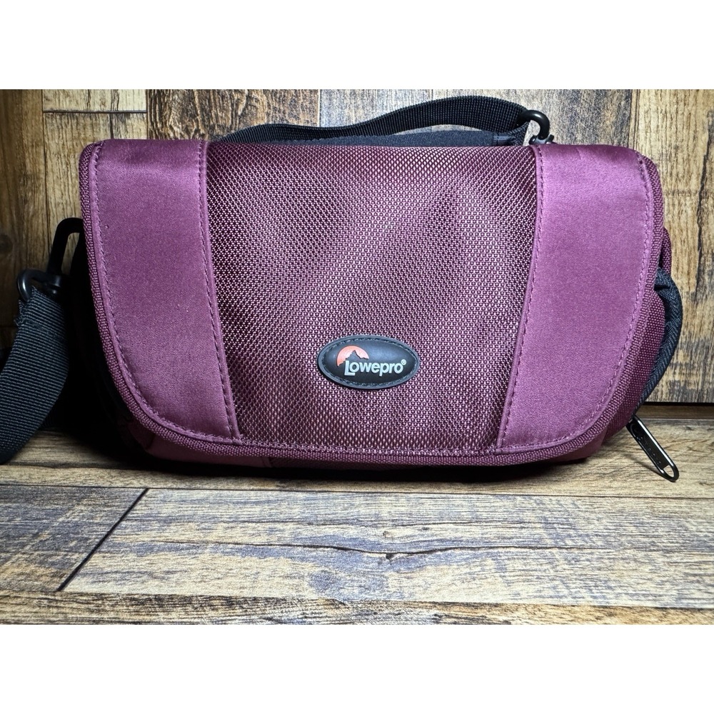 Lowepro Edit 130 Burgundy Camera Bag Adjustable Shoulder Strap Side Pocket